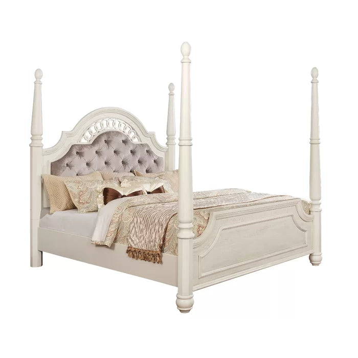 Stylewood Royal Poster Bed with Upholstered Headboard - Furnishiaa -  -
